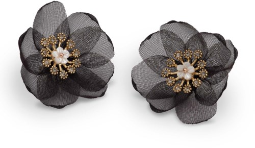 Organza botanical earrings - Black