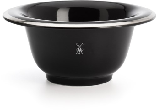 Porcelain Shaving Bowl Platinum Rim Black