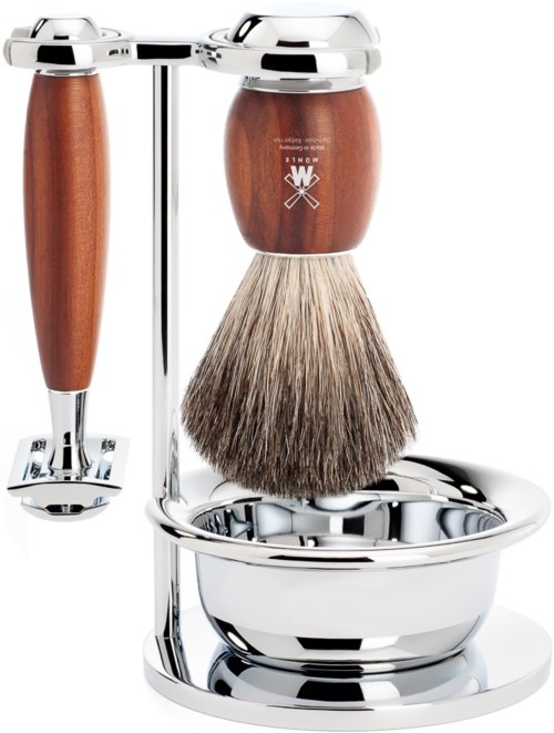 VIVO Shaving Set Plum Wood Black Fibre Safety Razor