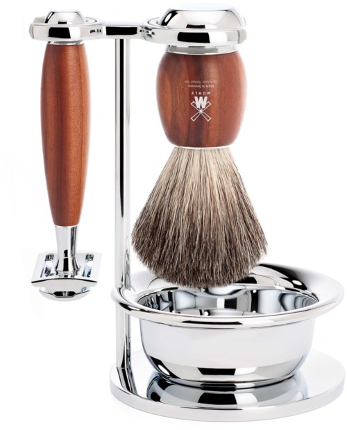 VIVO Shaving Set Plum Wood Black Fibre Safety Razor