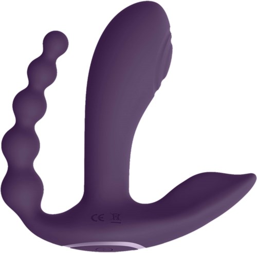 Shots Kata Pulse Wave & Vibrating Double Penetration Vibrator Purple