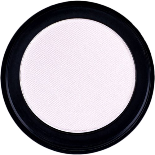 Ett runt svart fodral med vit puder, troligen makeup eller kosmetikprodukt.