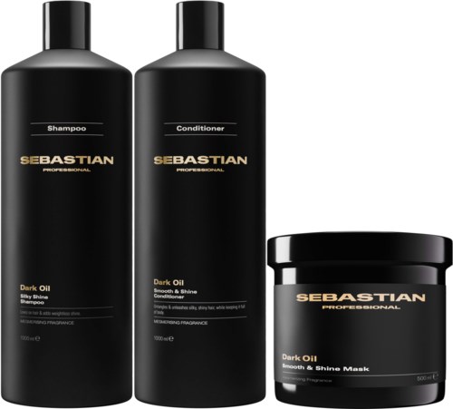 Sebastian Professional DarkOil Bundle Smooth and Shine Shampoo 1000 ml & Conditioner 1000 ml & Mask 500 ml