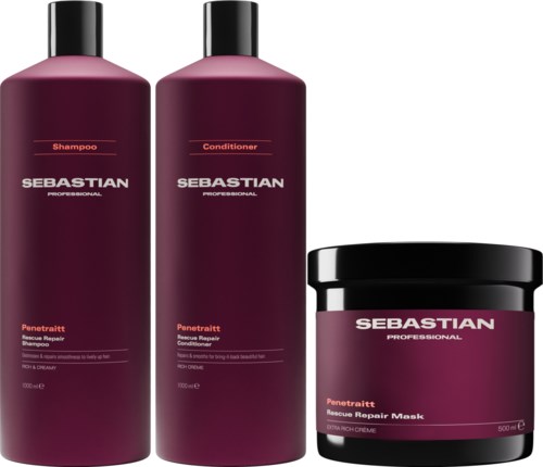 Sebastian Professional Penetraitt Bundle Rescue Repair Shampoo 1000 ml & Conditioner 1000 ml & Mask 500 ml