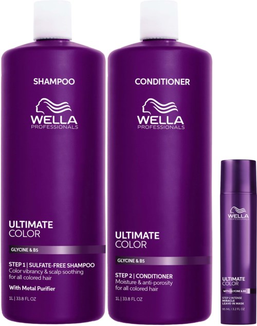 Wella Professionals Ultimate Color Bundle shampoo 1000 ml & Conditioner 1000 ml & Leave-In 95 ml