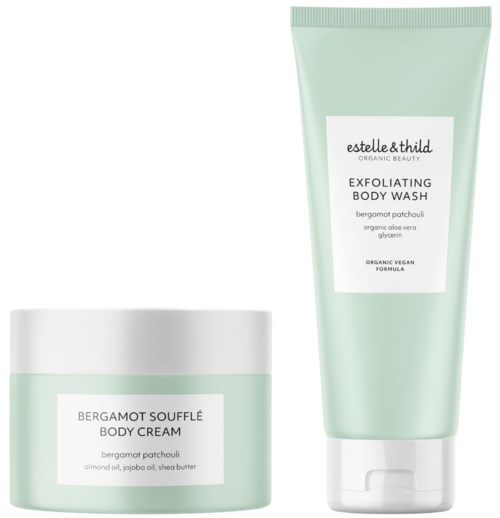 Estelle&Thild Organic Beauty Bergamot & Patchouli Bergamot Souffle Body Cream 200 ml & Exfoliating Body Wash 200 ml