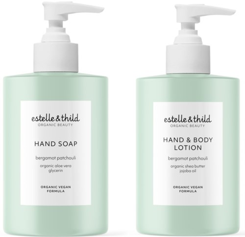 Estelle&Thild Organic Beauty Bergamot & Patchouli Hand Soap 250 ml & Hand & Body Lotion 250 ml
