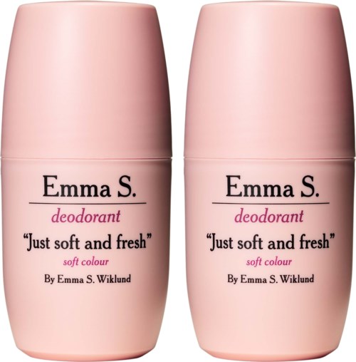 To rosa deodorantbeholdere merket Emma S., med slagordet "Just soft and fresh."