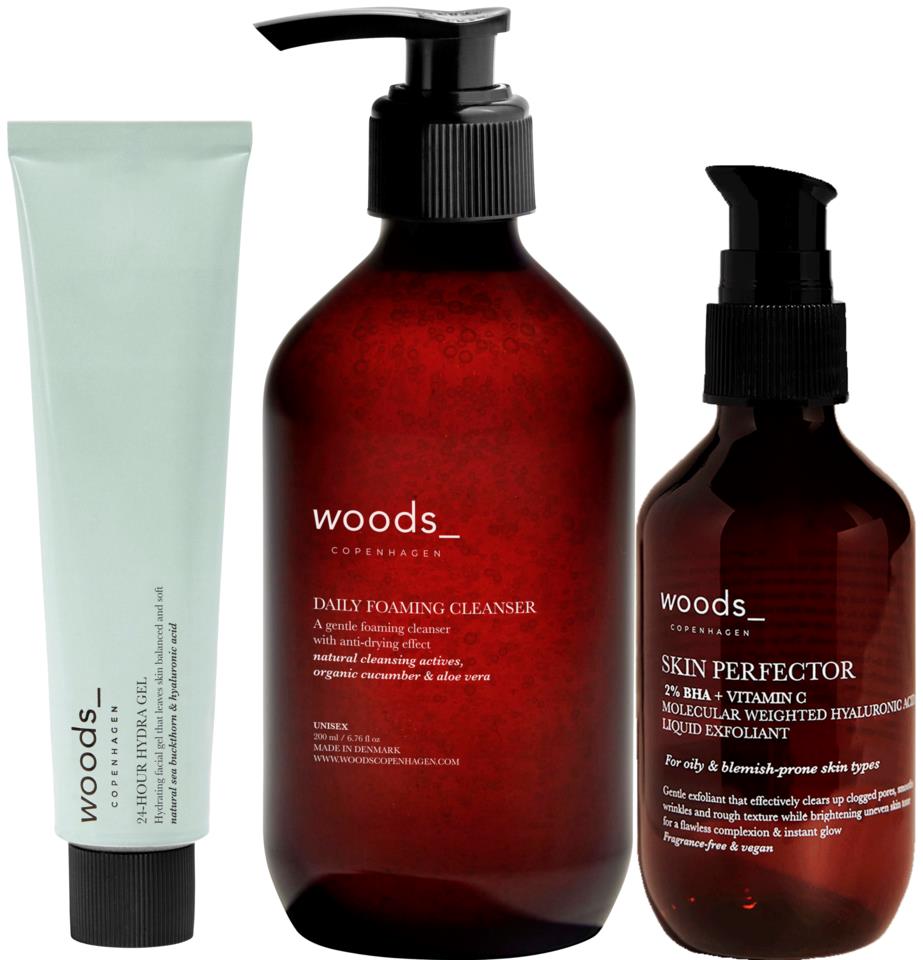 Woods Copenhagen 3-Step Routine - Oily & Blemish-prone skin