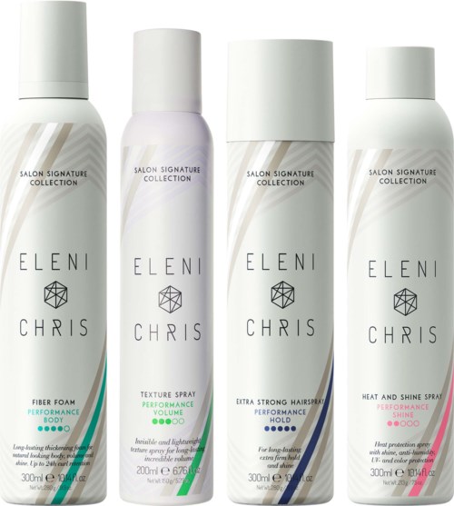 Eleni&Chris Bundle Fiber Foam 300 ml & Hairspray 300 ml & Heat Spray 300 ml & Texture Spray 300 ml