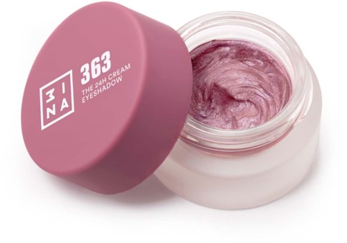 Pink beholder med creme, mærket '3INA 363 The 24H Cream Eyeshadow'.