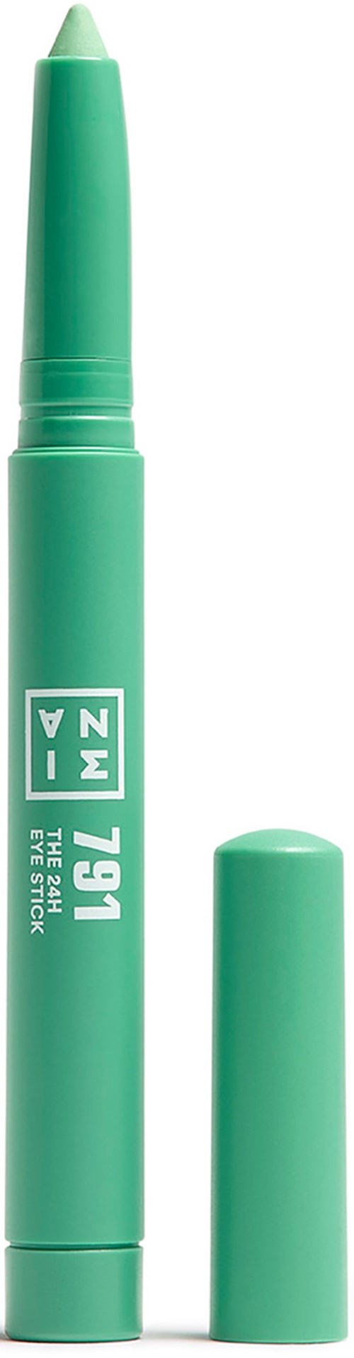 A green highlighter pen with its cap removed, showing the writing tip and label.