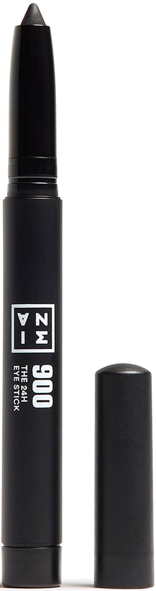 En sort øjenskyggeblyant med låg, mærket 'NYX 900 Eye Electric' til makeup.