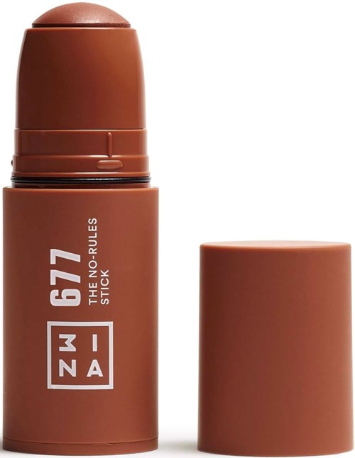 En brun deodorantstift med låg, med hvid tekst og logo på kroppen.