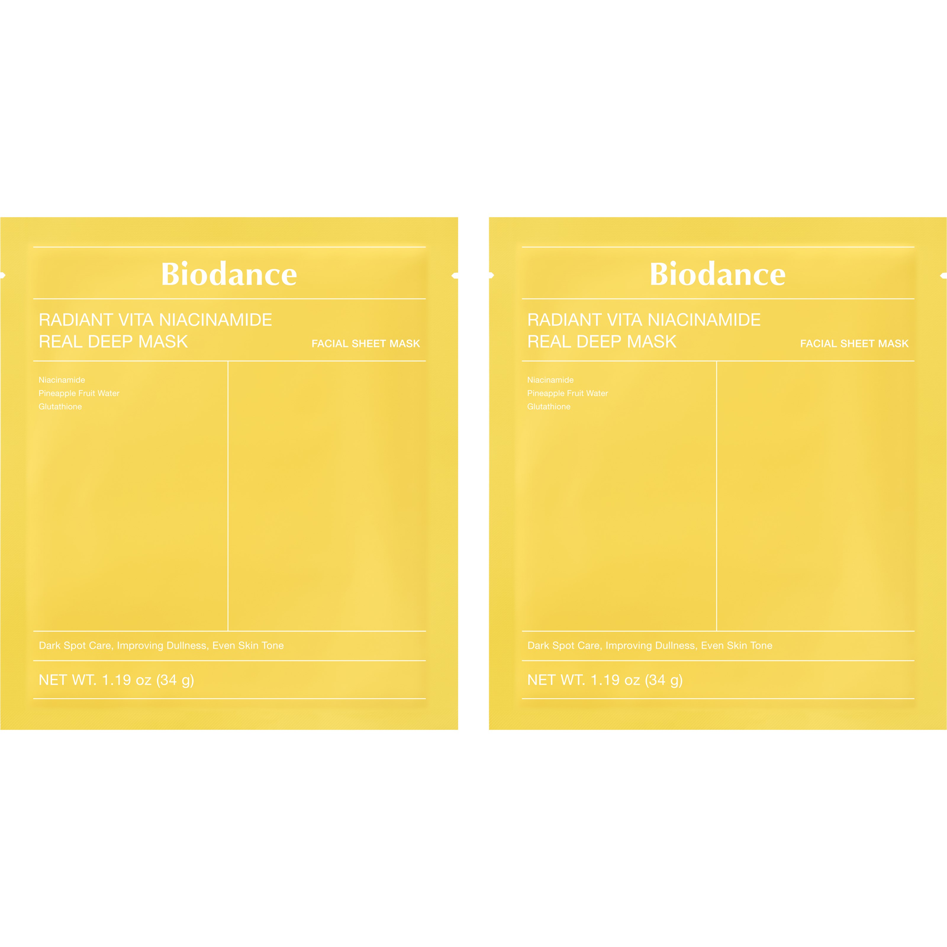 Biodance Radiant Vita Niacinamide Real Deep Mask x 2