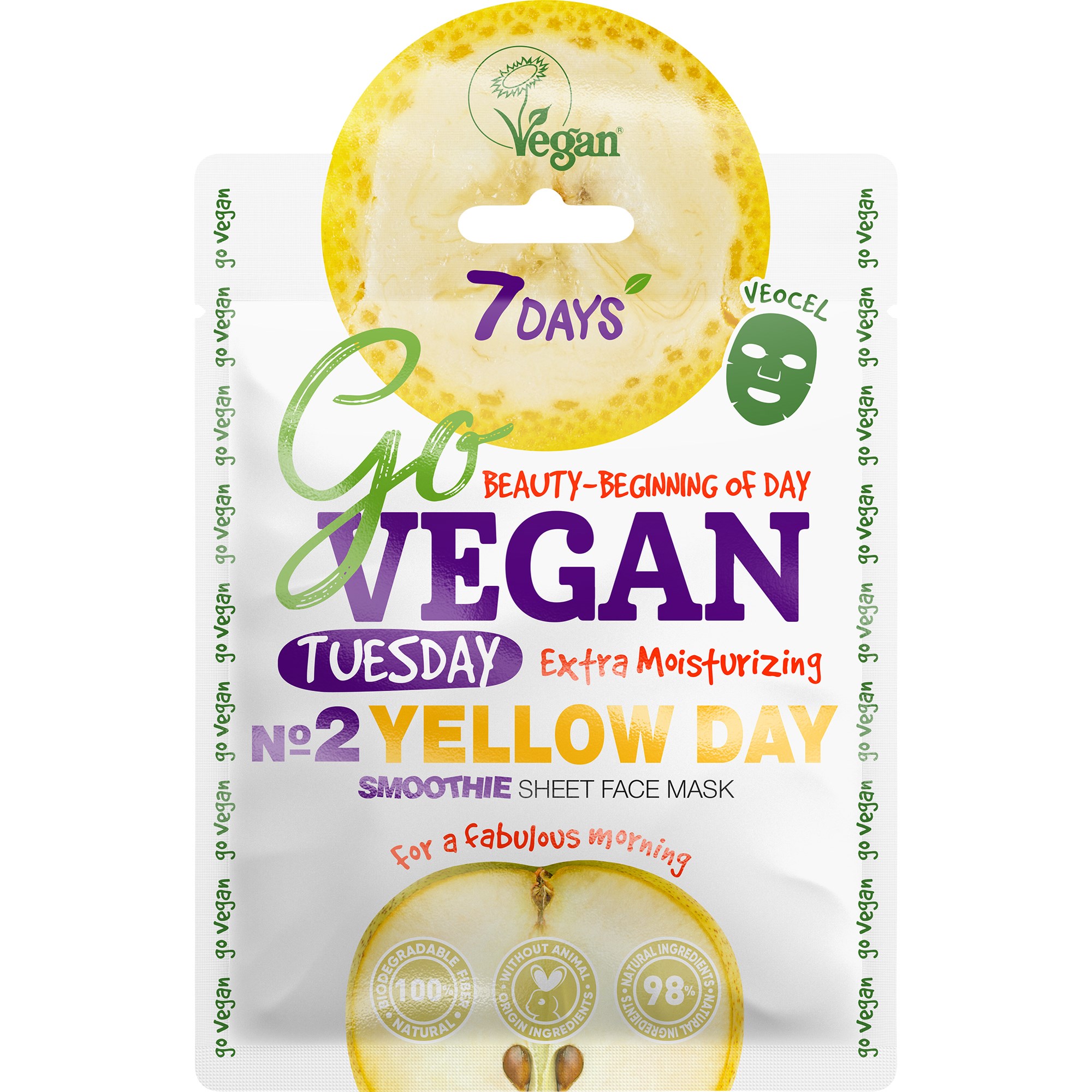 7DAYS Beauty GO VEGAN Face mask YELLOW DAY Tuesday 25 g