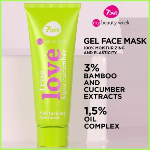 Green tube with pink and black text offers a moisturizing face mask with bamboo and cucumber extracts.