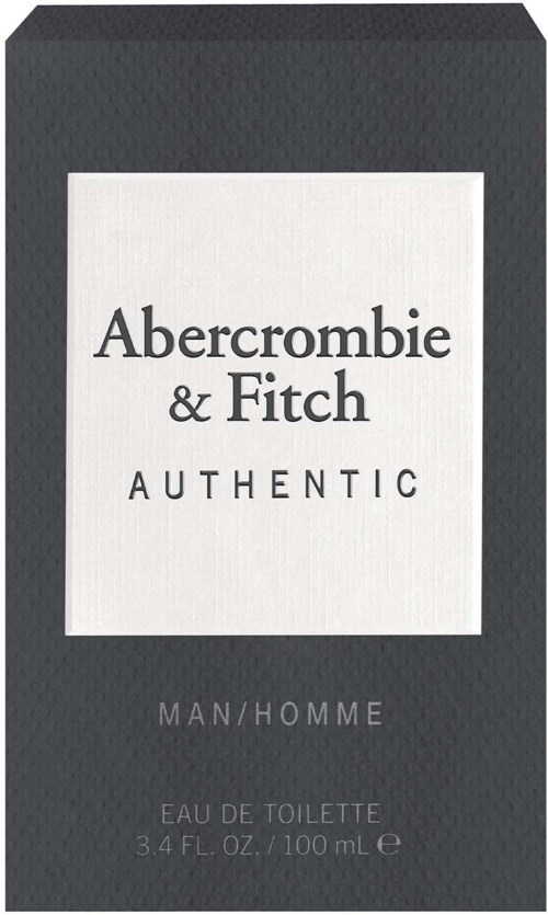 Varumärkesetikett för Abercrombie & Fitch, äkta herrparfym, 100 ml.