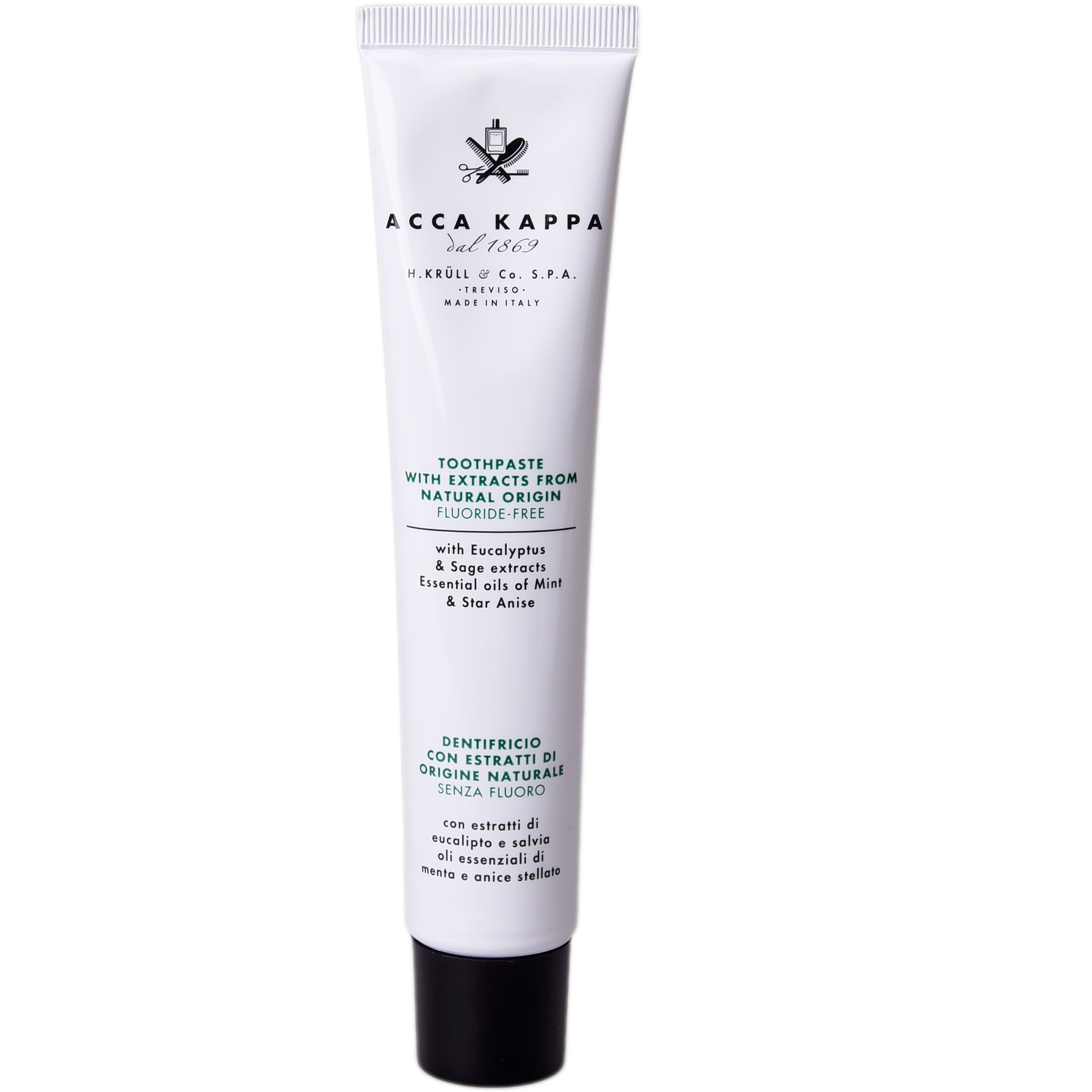 Acca Kappa tandpasta 100 ml - uden fluor, naturlige ekstrakter
