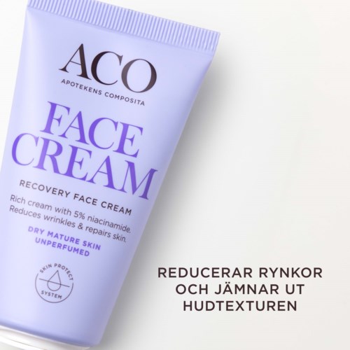 Eine Tube mit ACQ Gesichtscreme in lila und weißer Verpackung. Sie reduziert Falten und verbessert die Hautstruktur.