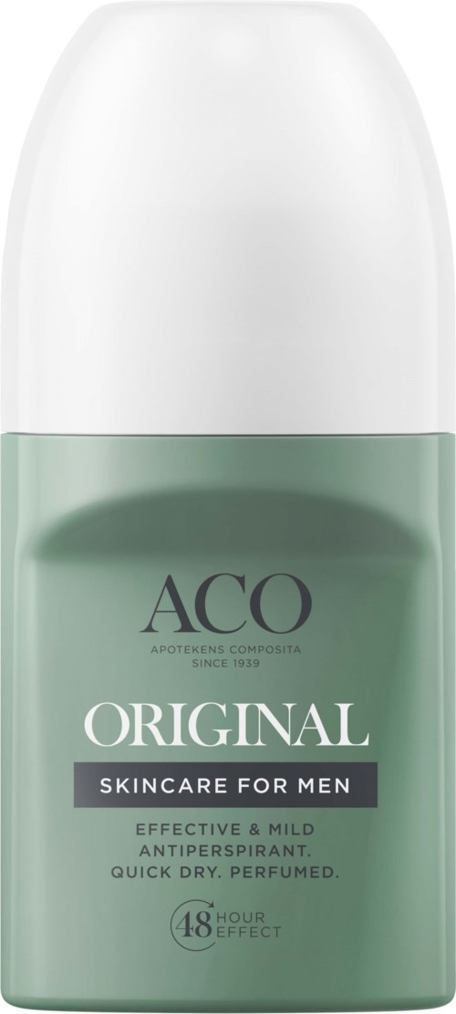 A deodorant spray bottle with a green and white design, labeled for men's skincare, effective and quick-drying.
