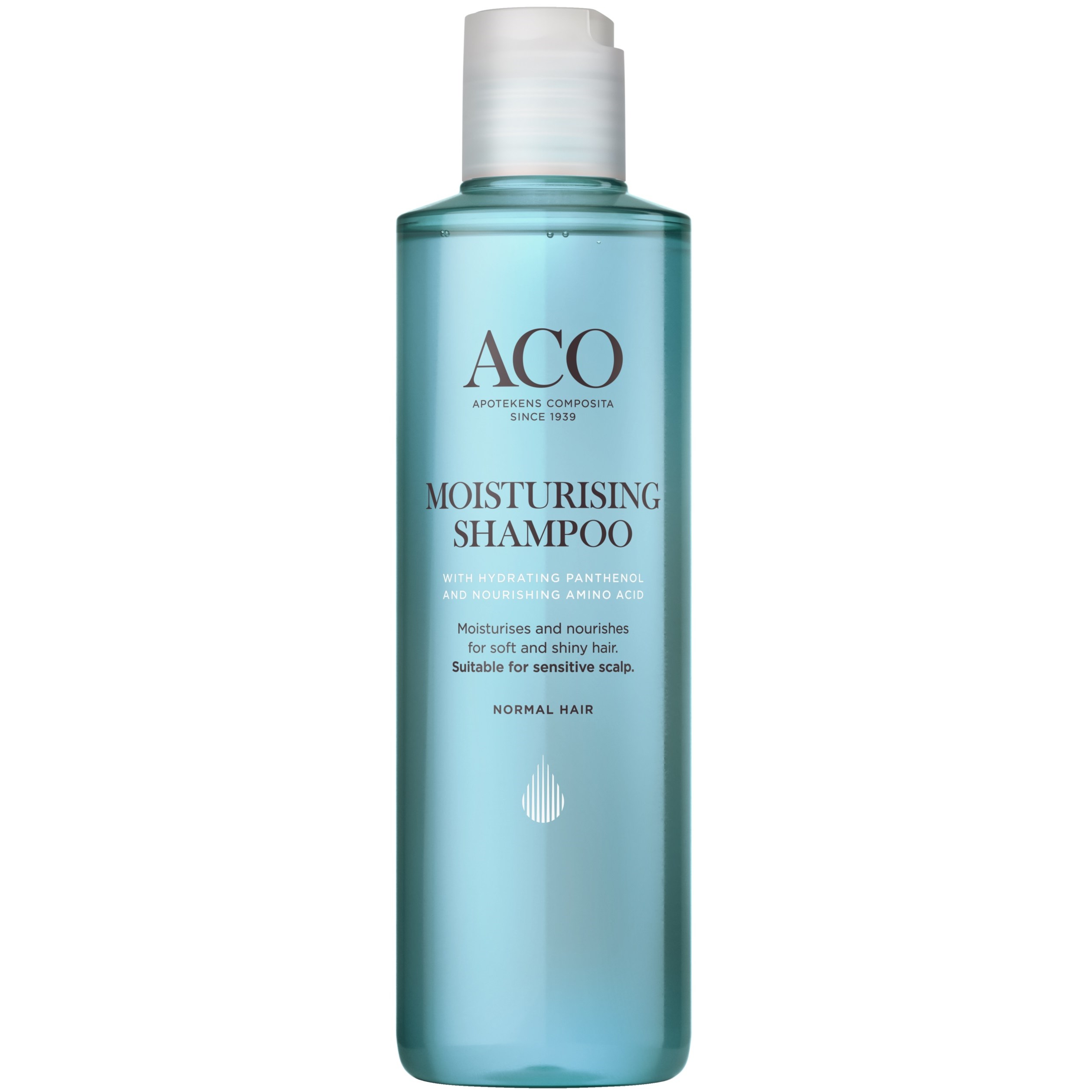 ACO moisturising shampoo with hydrating panthenol and nourishing amino acid normal hair 250ml