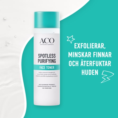 Een gezichts toner van ACO die exfolieert, fijne lijntjes vermindert en de huid hydrateert.
