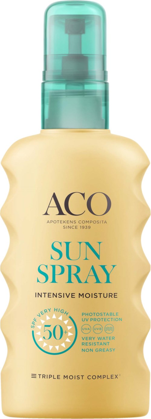 Avoin aurinkosuojaspray, SPF 50, kosteuttava ja suojaava.