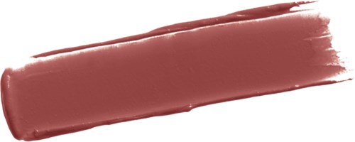 En prøve av rosa-brunt leppestift eller leppeglans på hvit bakgrunn.