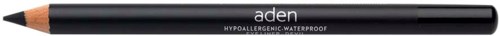 Musta eyeliner-kynä, jossa lukee 'aden' ja joka on vedenkestävä ja hypoallergeeninen.