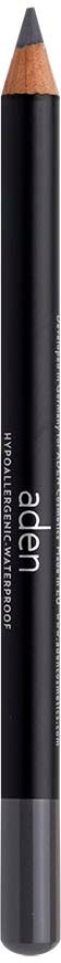 A black pencil with a sharpened tip and gray bottom, labeled 'udapen' and 'eyebrow' for makeup use.