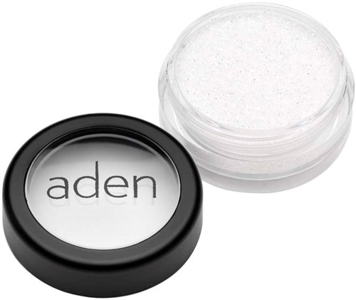 A small container with white, loose powder and a label that says "aden".