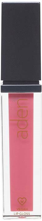 Ein rosa Lippen Gloss in einem klaren Behälter mit schwarzem Deckel und dem Wort 'addict'.