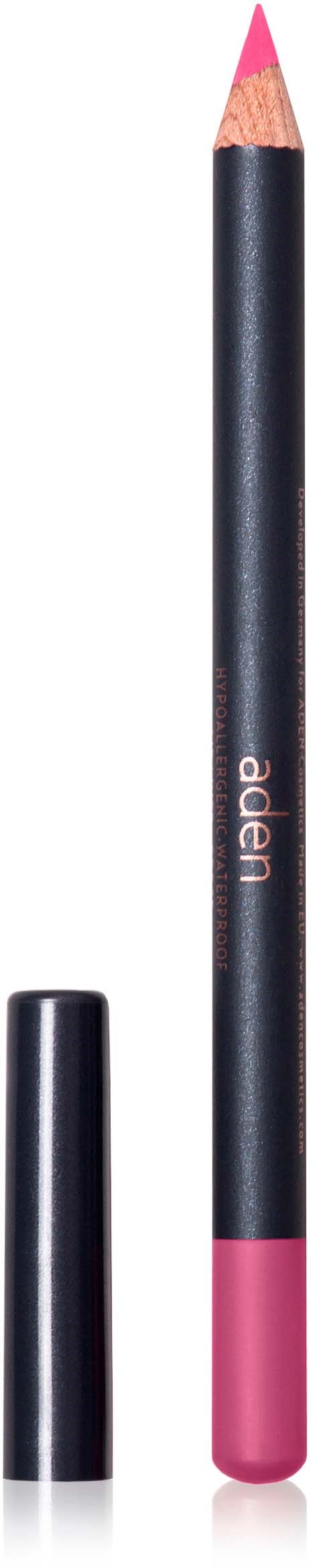 A pink and black pencil with the brand name 'Ader' on it. Cap removed, sharp tip visible.
