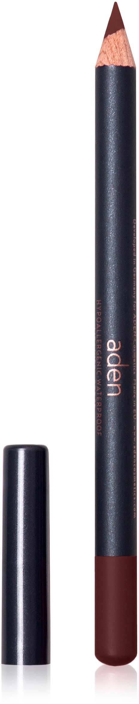A brownish lipstick pencil with a silver cap, standing upright on a white background.