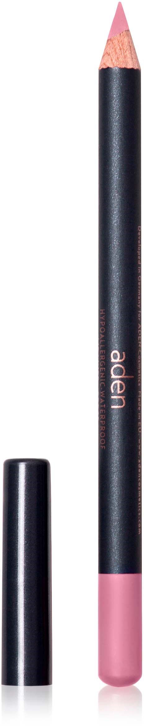 A black pencil with pink end, labeled "adele", with its cap removed and placed next to it.