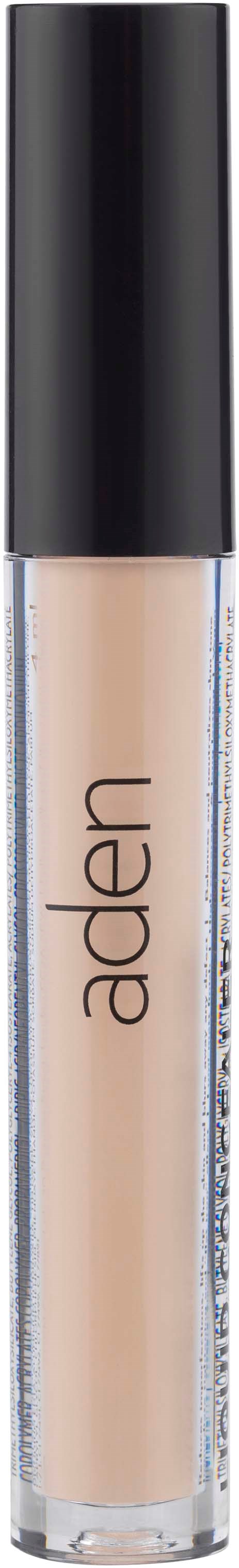 Ein Concealer-Stift mit schwarzem Deckel und durchsichtigem Körper, beschriftet 'aden'.