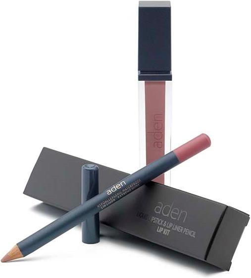 ADEN Liquid Lipstick + Lipliner Pencil Set Extreme Nude 15 7 + 1,14 g ml