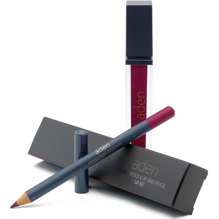 Läs mer om Aden Liquid Lipstick + Lipliner Pencil Set Medusa 27