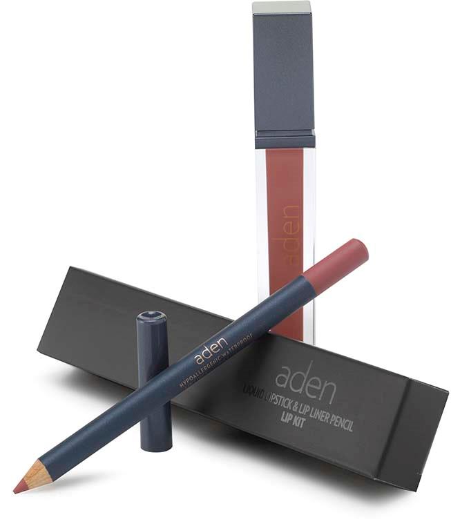 Aden Liquid Lipstick + Lipliner Pencil Set Nude Elegance 07 | lyko.com
