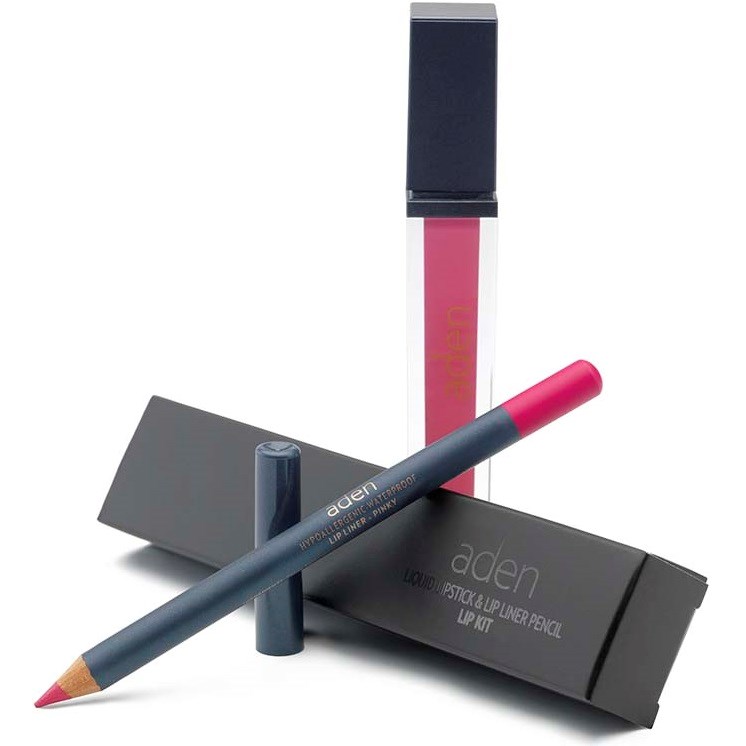 Aden Liquid Lipstick + Lipliner Pencil Set Pinky 17