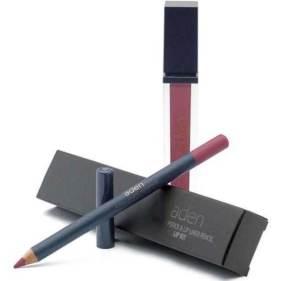 Läs mer om Aden Liquid Lipstick + Lipliner Pencil Set  Sugar Chic 33