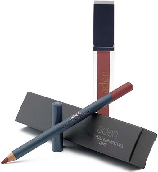 ADEN Liquid Lipstick + Lipliner Pencil Set Truffle 30 7 + 1,14 g ml
