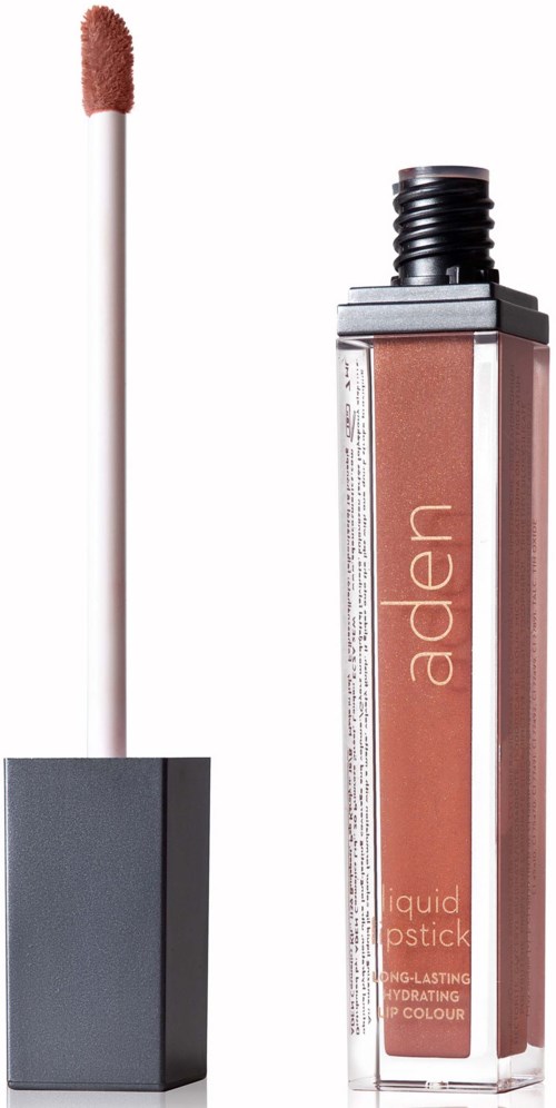 Ein flüssiger Lippenstift in einer hohen, klaren Tube mit schwarzem Deckel und langer Applikator.