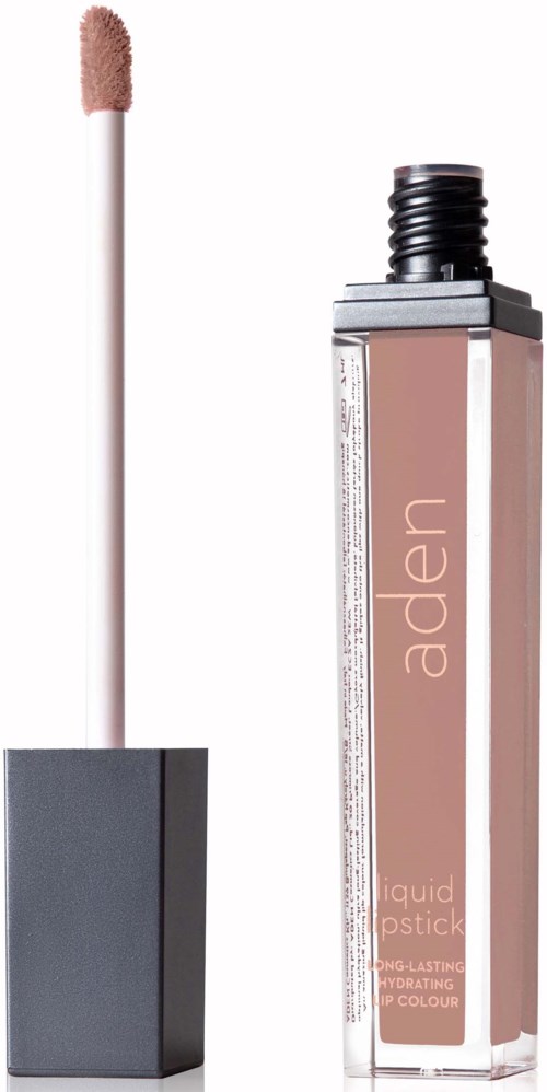 LippenGloss mit Applikator-Bürste und durchsichtigem Röhrchen mit dem Label 'aden'.