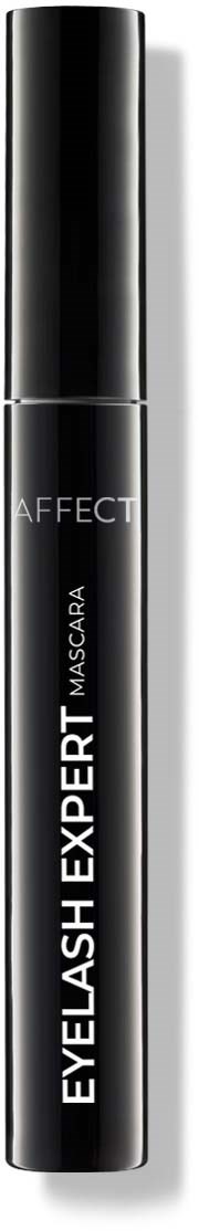 En sort tube med hvid tekst: "Eyelash Expert Mascara" og mærket "Affect" på.