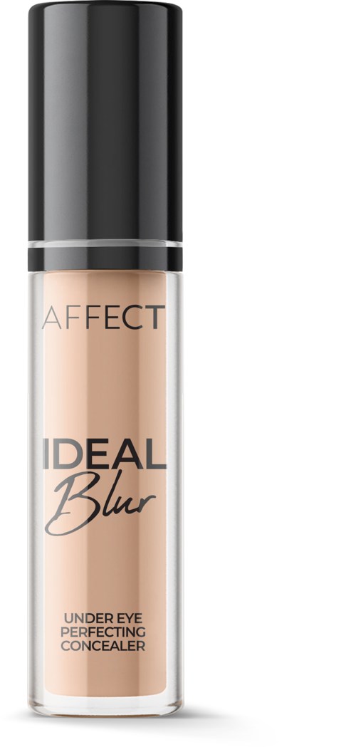 Cream bottle with black cap and label reading 'Effect Ideal Blur Under Eye Perfecting Concealer'.