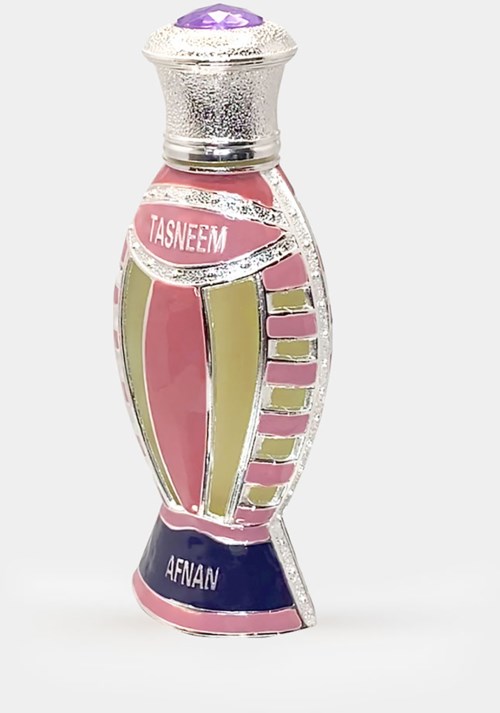 This is a colorful, decorative salt or pepper shaker with pink, green, purple, and silver elements and names on it.