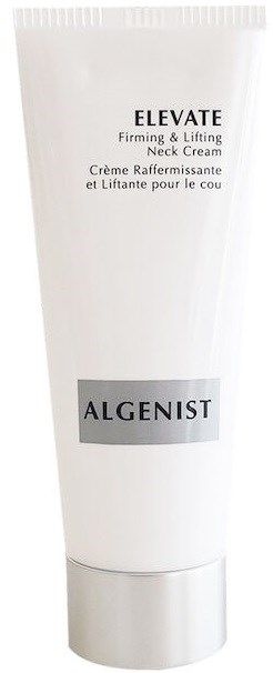 En vit tub märkt 'ELEVATE Firming & Lifting Neck Cream' och 'ALGENIST.'