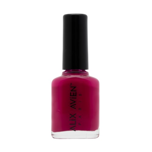 Nagellackflaska i rosa med svart lock, märkt 'ALEXA MIYEN Paris'.